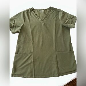 Olive Green Scrub Top Size M